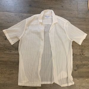 ZARA sheer white buttoned shirt 3/4 sleeve || size L